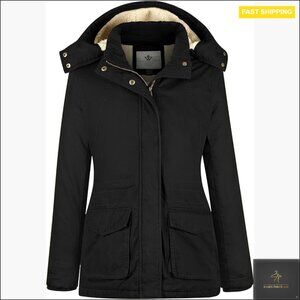 Winter Sherpa Lined Parka Coat Heavy Utility Hooded Anorak Jacket Warm